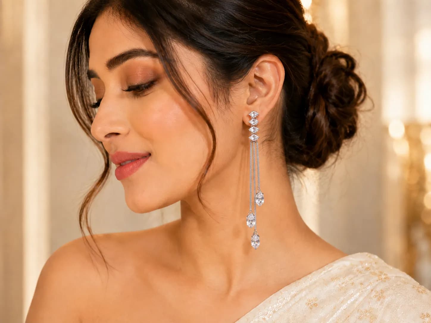 Crystal Long Chain Drop Earrings
