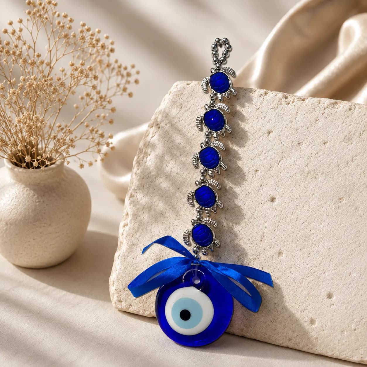 Blue Evil Eye Turtle Hanging – Nazar Wall Décor
